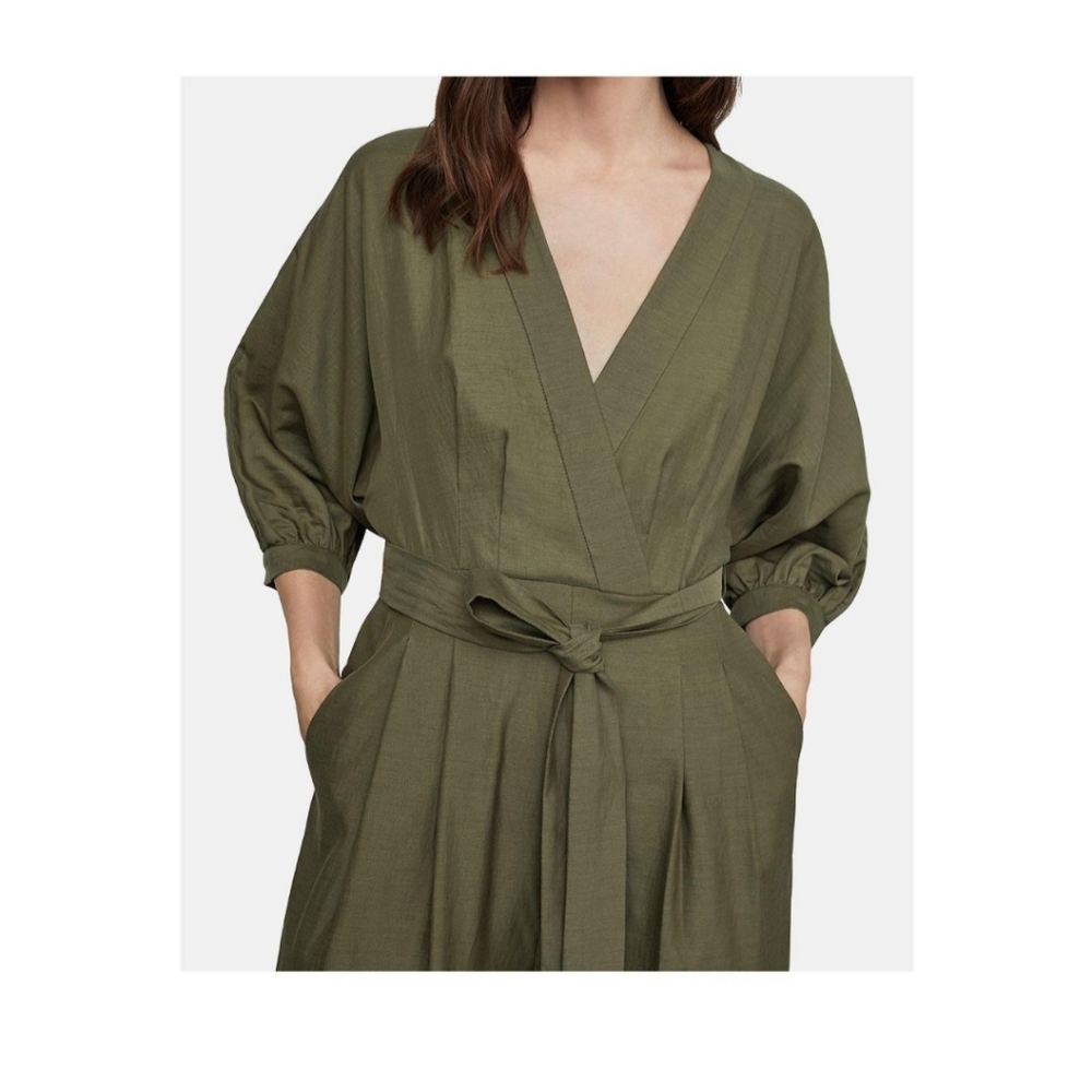 Bcbgmaxazria olive faux wrap jumpsuit